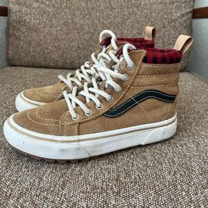 Vans Kids Tan and Black High-Top Sneakers